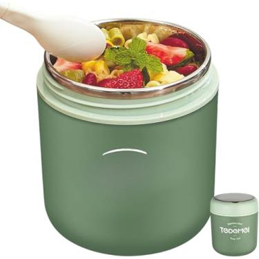 Imagem de Pote Térmico Com Colher Para Alimentos, Pote Marmita, Recipiente Térmico para Frutas e Sopa Em Aço Inox 530ml Conserva 8h Quente Frio BPA Free (Verde)