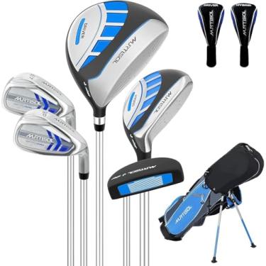 Imagem de Conjunto de 6 peças de taco de golfe infantil, conjunto de tacos de golfe júnior para idades de 4 a 12 anos inclui bolsa de suporte, unidade 1 #, híbrido 5, 6/7#, 9/P# ferros e putter mão direita para