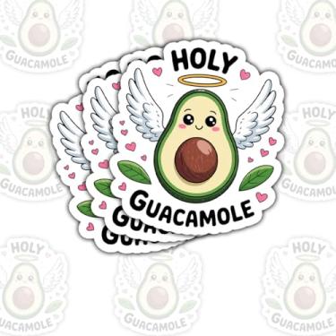 Imagem de Adesivo de abacate Holy Guacamole (3 peças) – Decalque engraçado de vinil para lancheiras, laptop, garrafa de água, copo, capa de telefone, decoração de geladeira de cozinha, presente para gastronomia