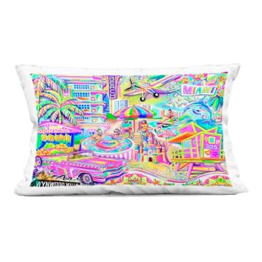 Imagem de Stupell Industries Almofada estampada decorativa Miami Fun Collage, design por Jess Stempel