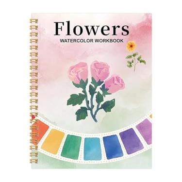 Imagem de Livro de atividades em aquarela, flores de primavera, livro de colorir com 18 cores, tutorial, tutorial, pintura livro, kit de viagem, kit de pintura para adultos, artistas iniciantes