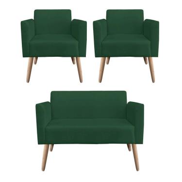 Imagem de Kit 01 Namoradeira 02 Poltronas Marisa Verde