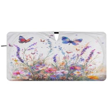 Imagem de Blueangle Para-brisa de flores - 149.9 cm x 76.2 cm dobrável carro janela dianteira para-sol blocos raios UV viseira de sol (302)