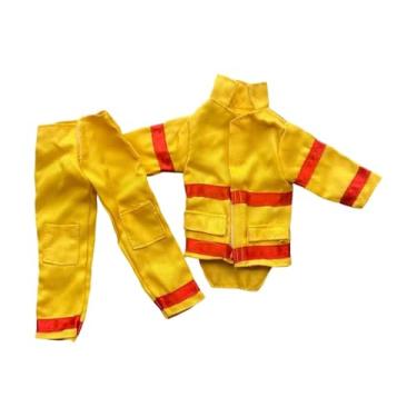 Imagem de Colaxi Uniforme de bombeiro em miniatura na escala 1:6, com jaqueta e calça estilosas, ideal para bonecos masculinos de 30 cm (12 polegadas).