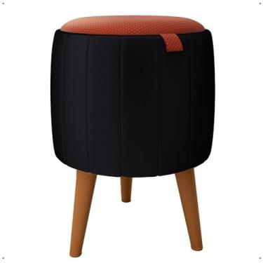 Imagem de Kit 2 Puffs Banqueta Gourmet Luxo Decorativos – Puff Retrô para Sala e Quarto em Diversas Cores(Unitário Preto Suéde)