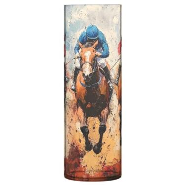 Imagem de JUZIHAI Vaso de cenário de corrida de cavalos para flores 9,9 cm x 30 cm Cilindro de plástico moderno vaso de flores para centro de mesa de casamento decoração de casa