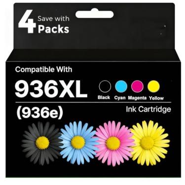 Imagem de Kingmo Pacote de substituição de cartuchos de tinta 936XL para HP 936e Ink 936XL Preto e 936 Color Combo Pack para HP OfficeJet Pro 9125e 9120e 9730e 91309135e 9122e 9128e 9110b 9120b9130b 9130e