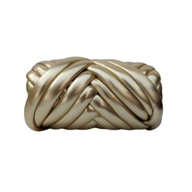 Imagem de Fio grosso metálico para tricô manual - 500 g fio de tubo de algodão de poliéster macio e elástico, tecido brilhante para tricô de braço, cobertores, cachecóis, decoração de casa (champanhe)