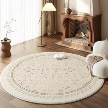 Imagem de Tapete redondo para quarto, cabeceira, vestiário, penteadeira, cadeira, tapete de chão, decoração para casa, sala de estar (diâmetro 120 cm/GU4257-QT)