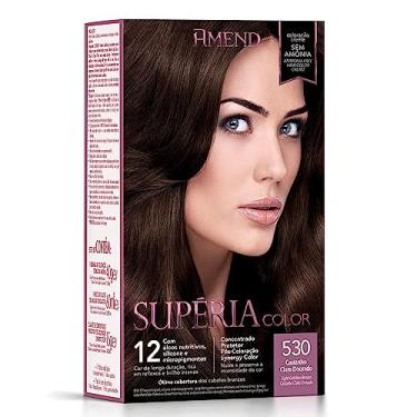 Imagem de Kit Banho De Brilho Amend Supéria Color, 100g, Sem Amônia, Condiciona Os Fios Realçando A Cor, Brilho Intenso E Vitalidade Aos Cabelos, Sem Amônia E Sem Oxidantes (530 Castanho Claro Dourado)
