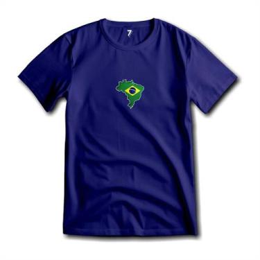 Imagem de Camiseta Brasil Estampa Mapa Malha Fria Antipilling - Sete Sete Esport