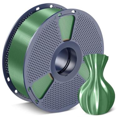 Imagem de SUNLU Filamento PLA de seda 1,75 mm, filamento de impressora 3D PLA brilhante bem enrolado, precisão dimensional +/- 0,02 mm, serve na maioria das impressoras 3D, boa embalagem a vácuo, carretel de 1