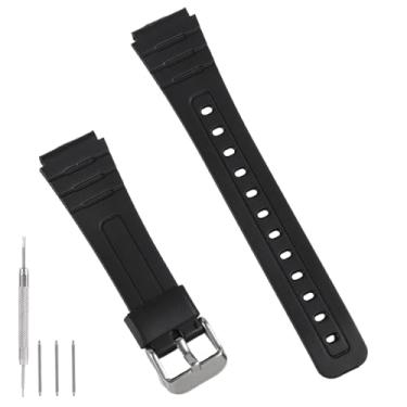 Imagem de Goktvai Pulseira de relógio de 20 mm compatível com F91W F84 F105 A158 A168 AE1200, pulseira de relógio digital de resina TPU estilo fosco, peças para homens e mulheres, Preto, Medium