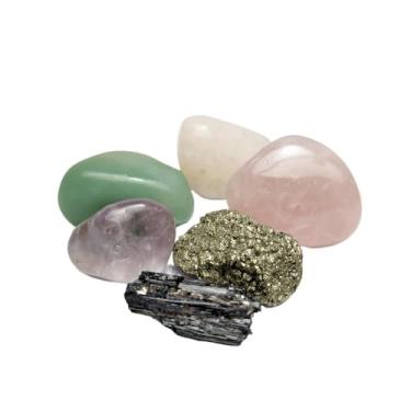 Imagem de Kit 6 Cristais Naturais Proteção e Boas Energias – Pedras Obsidiana Negra Ametista Pirita Quartzo(1)