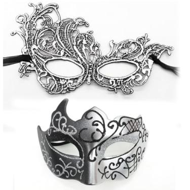 Imagem de Cosmer Máscara De Baile Máscaras Para Casais, Renda, Olho, Carnaval Veneziano, Festa Halloween, Baile, Fantasia (Prata)