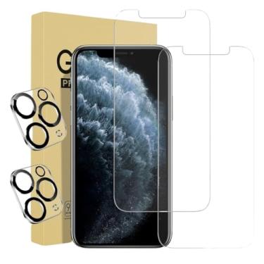 Imagem de Pacote com 2 protetores de tela para iPhone 11 Pro Max [6,5 polegadas] + 2 protetores de lente de câmera, filme de vidro temperado, [dureza 9H] - HD