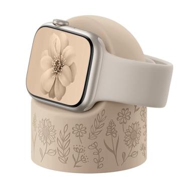 Imagem de Comvin Suporte de carregador compatível com Apple Watch séries 10/9/8/SE2/SE/Ultra2/Ultra/7/6/5/4/3/2/1 (49 mm, 45 mm, 44 mm, 42 mm, 41 mm, 40 mm, 38 mm), base de carregamento de silicone para iWatch