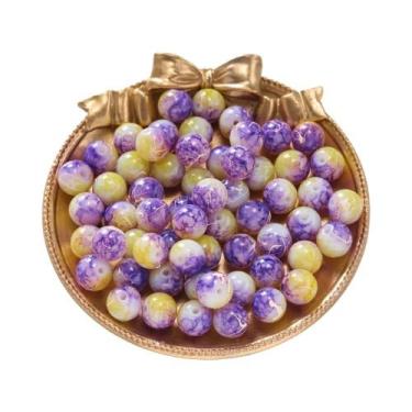 Imagem de Contas De Vidro Redondas Com Padrões Coloridos 20-100pçs 4-10mm Espaça