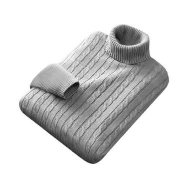 Imagem de Suéter Masculino De Tricô Gola Alta Leve E Quente Para Outono/Inverno,