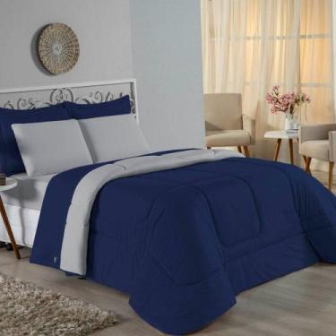 Imagem de Kit Edredom Dupla Face + Jogo De Lençol Queen Nobre 7 Peças Malha 100%