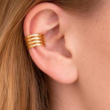 Imagem de Piercing Fake de Orelha folheado a ouro, Dourado, Vazado, Minimalista 