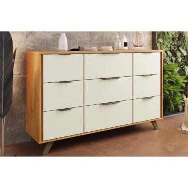Imagem de Cômoda De Quarto Olimpia 9 Gavetas C/ Pés Peroba/off White - Europa