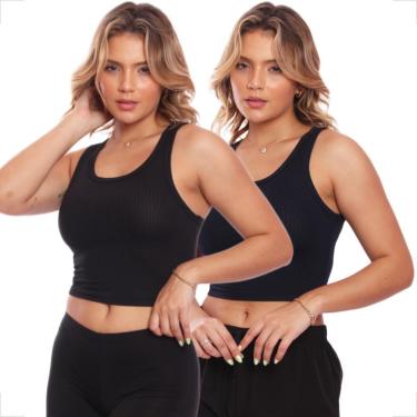 Imagem de Kit 2 Tops Fitness Nadador Feminino Lisa Blusa Básica-Feminino