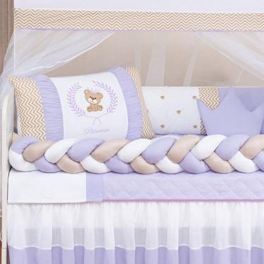 Imagem de Kit Berço Bebê Menino 11 Peças Com Saia E Mosquiteiro