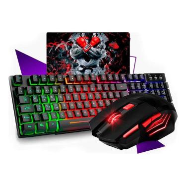 Imagem de Kit Gamer Rgb: Teclado Semi Mecânico, Mouse 3200Dpi E Mousep