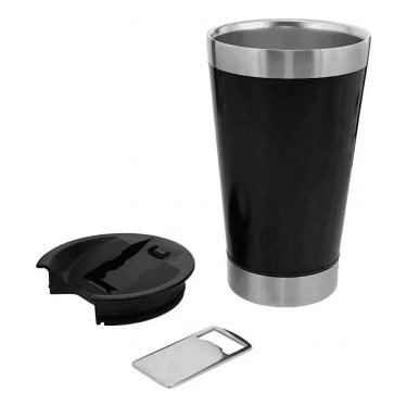 Imagem de Copo Térmico Inox Preto 473Ml: Cerveja Gelada, Café Quente