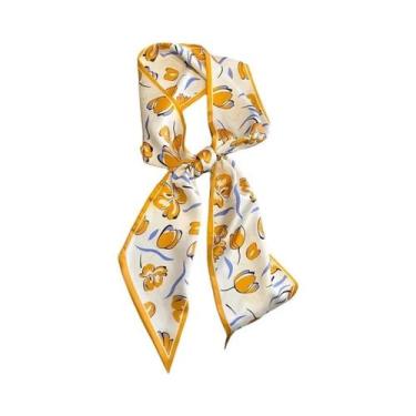 Imagem de Lenço De Seda Com Estampa Floral Para Mulheres, Fino E Longo, Moda Par
