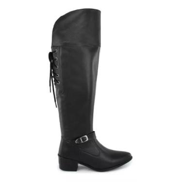 Imagem de Bota Over Feminina Plus Size Panturrilha Grossa Zíper Latera - Shoesma
