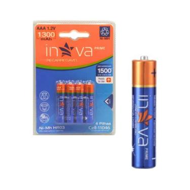 Imagem de Cartela com 04 Pilhas Recarregáveis AAA 1.2V INOVA Cell-11046 / 12079-