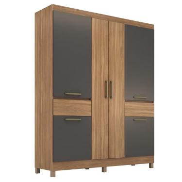 Imagem de Guarda Roupa Casal Mauá 6 Portas 2 Gavetas MDP Amêndola Touch-Grafito Demóbile