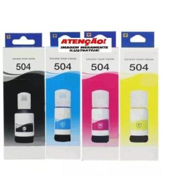 Imagem de kit 04 Tinta para recarga T504 504 para impressora tank L4150, L4260 E