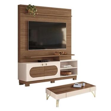 Imagem de Estante Home Theater Axis Castanho Off White com Mesa de Centro Cadenz