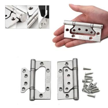 Imagem de Kit 3 Dobradiça Porta Madeira Aço Inox Reforçada Silenciosa - Claxton