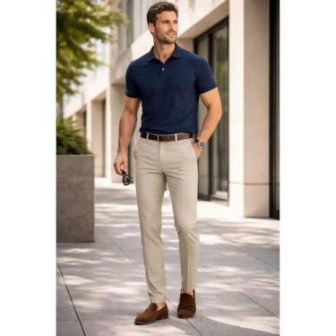 Imagem de Calça Viscose Tecnológico Masc. Sport Fino Vilejack VMCS5001, Areia, 4