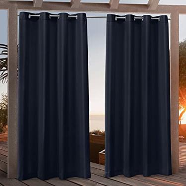 Imagem de Exclusive Home Curtains Par de painel de cortina superior com ilhós para ambientes internos/externos de lona, 137 x 241 cm, azul marinho