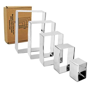 Imagem de Antallcky Conjunto de cortador de biscoito retangular - 5 peças de moldes de biscoito retangulares de aço inoxidável conjunto de moldes de biscoito para bolo de fondant para pastelaria, molde profundo resistente 3,5 cm de profundidade