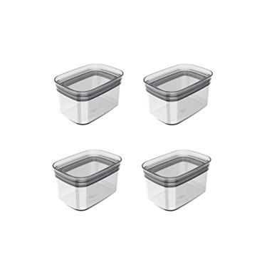 Imagem de Kit 4 Potes Hermético Organizador Ou Block Retangular 0,65 Litros - Natural