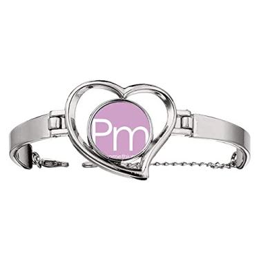 Imagem de N/A N/A Bracelete Chestry Elements Tabela de períodos Lanthanide Promethium Pm Coração Joias Fio Bangle, medium, metal