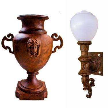 Imagem de Ânfora Cara índia + Tocheiro C/ Globo Ferro Fundido 02un