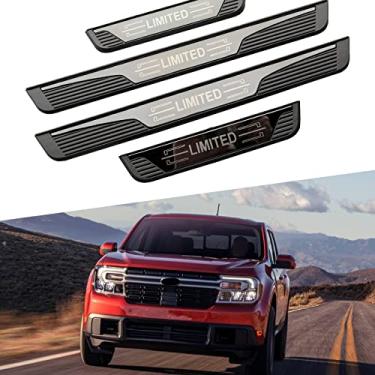 Imagem de Protetor de soleira de porta de carro para acessórios Maverick 2022, peças automotivas de plástico de aço protetor de entrada de porta capas de acabamento (com logotipo LIMITADO)