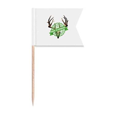 Imagem de Chifre de osso feito na Alemanha Art Deco presente bandeiras de palito de dente modernas marcações para bolo de festa prato de queijo