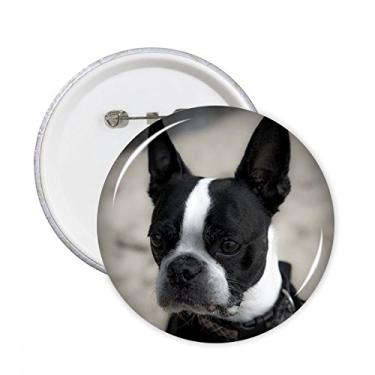 Imagem de Bulldog Pet Animal Imagem escura Pinos Redondos Emblema Decoração de Roupas 5 peças Presente