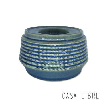 Imagem de Tea Light Lydia Gr Em Ceramica Azul Casa Libre Azul Grande
