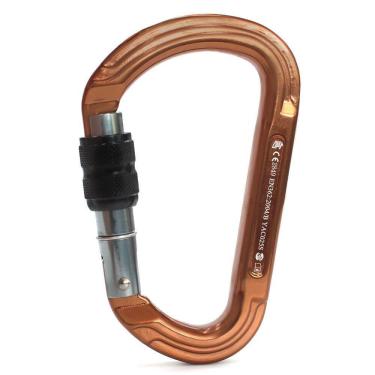 Imagem de Mosquetão Sideup Alumínio D Trava Rosca Keylock 30kn Ce Nbr Marrom