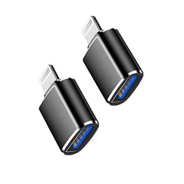 Imagem de (Certificado Apple MFi) Lightning macho para cabo USB 3.0 fêmea OTG, pacote com 2 adaptadores de câmera USB portáteis OTG cabo de sincronização de dados para iPhone 13/12/11/Xr/X/XS/8/7/leitor de
