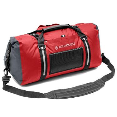 Imagem de Aqua Quest Bolsa esportiva branca para água – 100% impermeável, resistente, versátil, confortável – Bolsa protetora durável para viagens, esportes, motocicletas, barcos, pesca – Vermelho 100 L